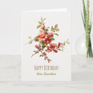 Carte Fleurs d'aquarelle rouge CC0147 Joyeux anniversair
