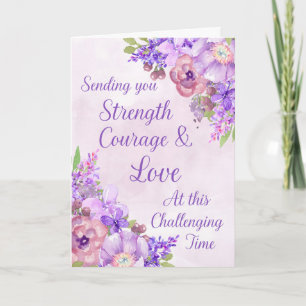 Carte Fleurs d'aquarelle violet se portent bien bientôt 