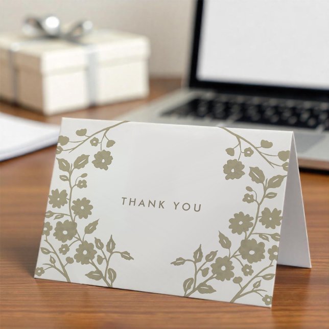 Carte Fleurs d'art folklorique beige simples Merci perso (Créateur téléchargé)