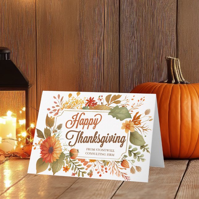 Carte Fleurs d'automne bon thanksgiving Affaires personn (Créateur téléchargé)