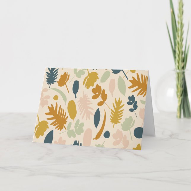 Carte Fleurs d'automne botaniques et Motif Feuille (Devant)