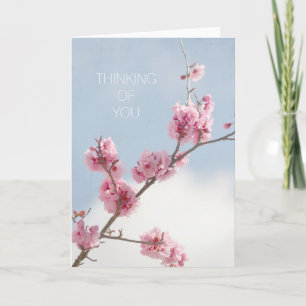 Carte Fleurs de cerisier dans le ciel pensant à vous