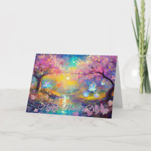 Carte Fleurs de cerisier lever de soleil Fête des mères 