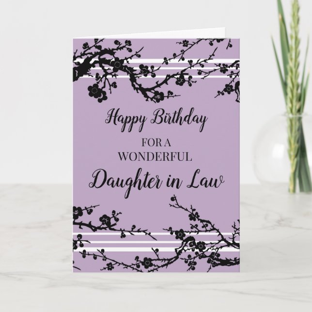Carte Fleurs de cerisier pourpre Fille en droit Annivers (Devant)