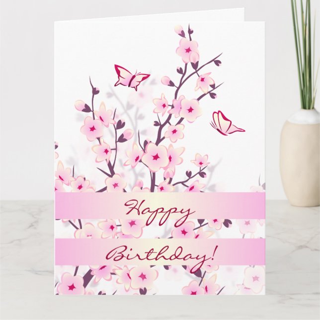 Carte Fleurs de cerisiers floraux : Joyeux anniversaire (Devant)