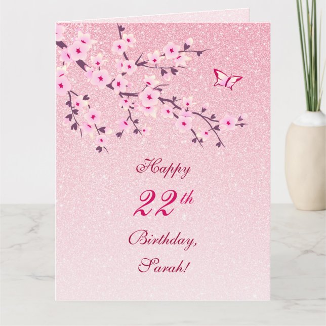 Carte Fleurs de cerisiers Joyeux Anniversaire Parties sc (Devant)