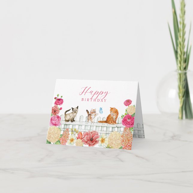 Carte Fleurs de chats mignons (Devant)