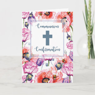Carte Fleurs de coquelicots de communion et de confirmat