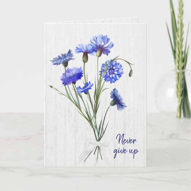 Carte Fleurs de Cornouailles Bleues En Bois Blanc (Devant)