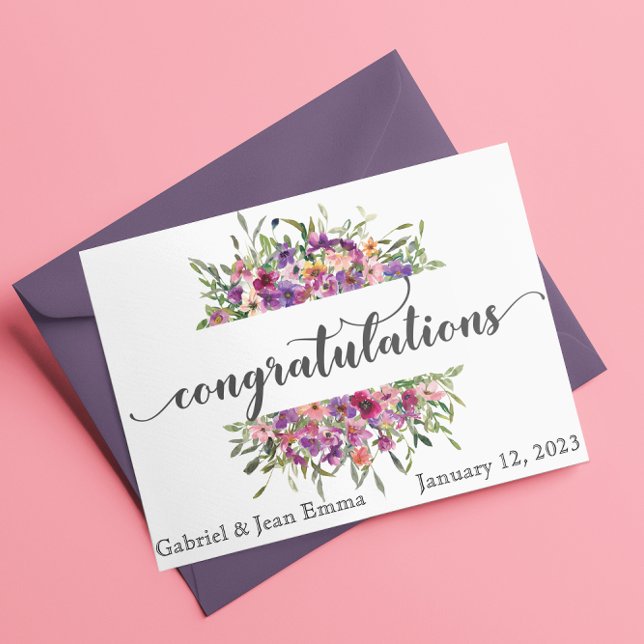 Carte Fleurs de félicitations de mariage personnalisées (Créateur téléchargé)