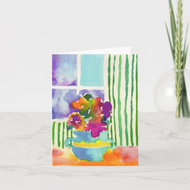 Carte Fleurs de fenêtre par Jessie Abrams, âge 11 (Devant)