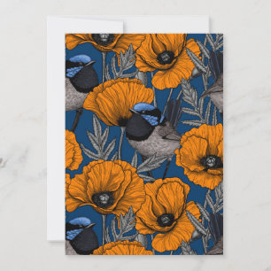 Carte Fleurs de fleurs et fleurs de pavot orange