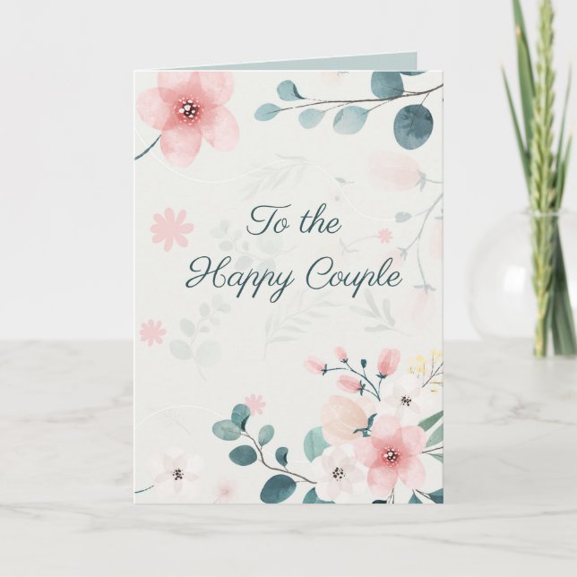 Carte Fleurs de Floral Pastel Éditable (Devant)