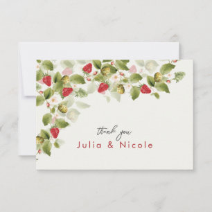 Carte Fleurs de fraises rouges sucrées Mariage