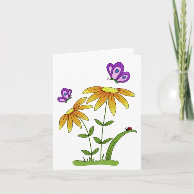 Carte Fleurs de griffonnage Insectes et Bugs Usage génér (Devant)