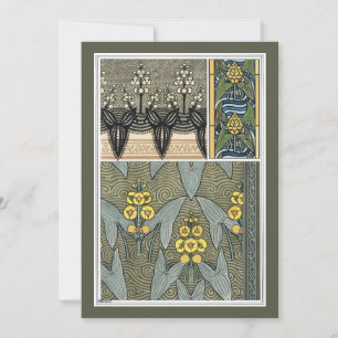 Carte Fleurs de jardin Art nouveau vintage en forme de p