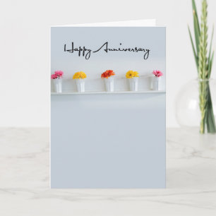 Carte Fleurs de joyeux anniversaire en rangée