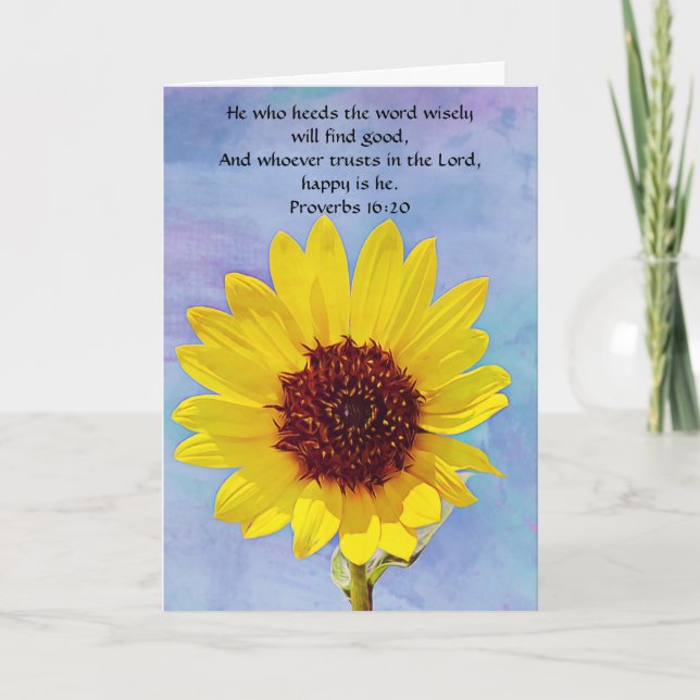 Carte Fleurs de la foi Proverbes 16:20 Note Card (Devant)