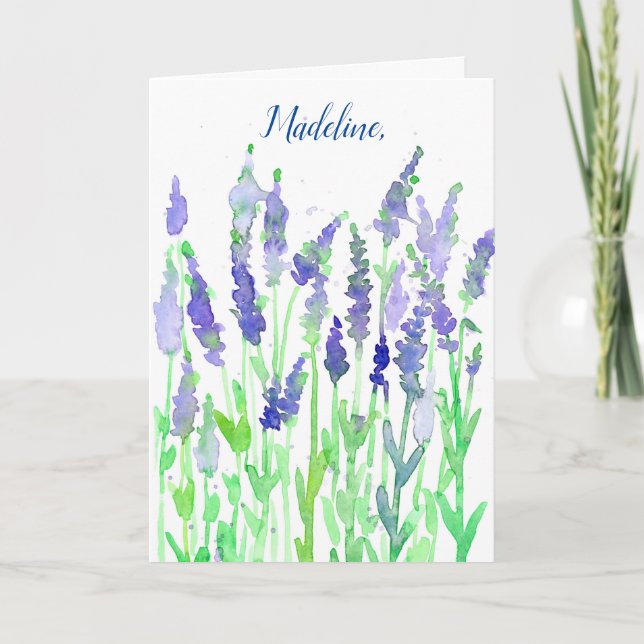 Carte Fleurs de lavande Personnalisées Joyeux Anniversai (Devant)