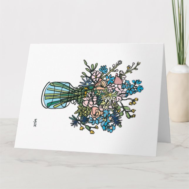 Carte Fleurs de ligne continue florissante dans le vase (Devant)