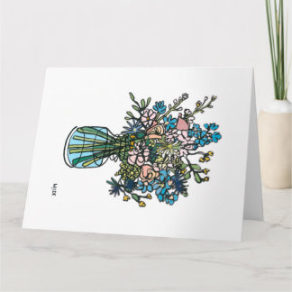 Carte Fleurs de ligne continue florissante dans le vase