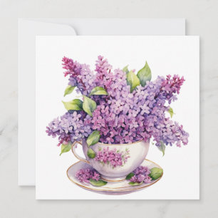 Carte Fleurs de lilas en fleurs dans une tasse à thé