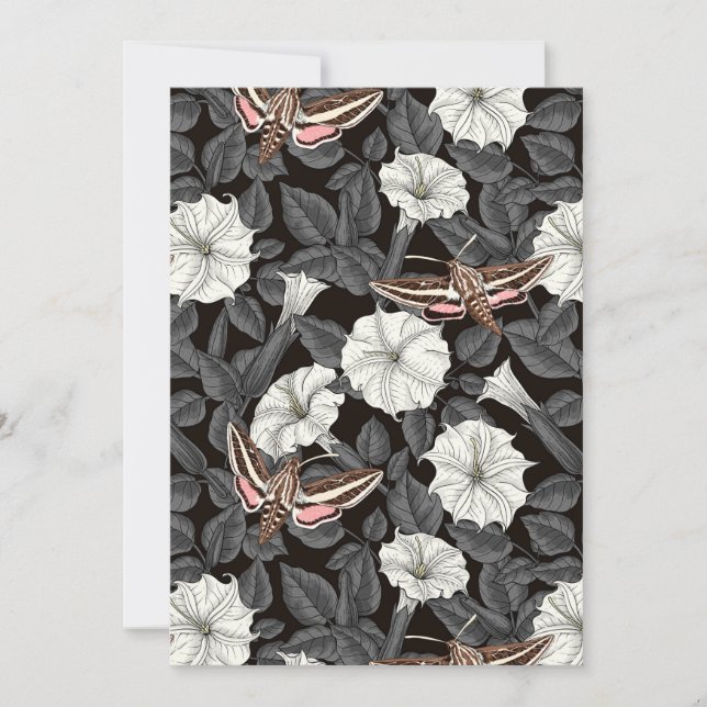 Carte Fleurs de lune et sphinx Moths 2 (Devant)