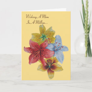 Carte fleurs de lys colorées avec verset original pour m