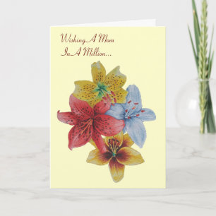 Carte fleurs de lys joli floral original maman verse