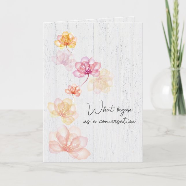 Carte Fleurs de mariage sur bois blanchi à la chaux (Devant)