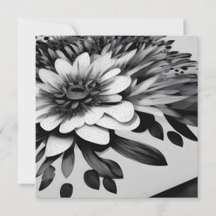 Carte Fleurs de papier noir et blanc rétro