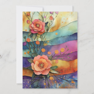 Carte Fleurs de papier Quirky Whimsical Bonjour plat