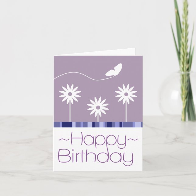 Carte Fleurs de papillon violet Joyeux anniversaire (Devant)