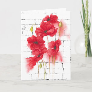 Carte fleurs de pavot rouge sympathique