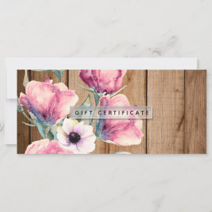 Carte Fleurs de pays Rustic Grange Certificat cadeau en 