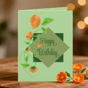 Carte Fleurs de Pêcher sur Diamant Vert Anniversaire