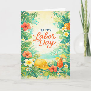 Carte Fleurs de plage tropicales Bonne fête du Travail