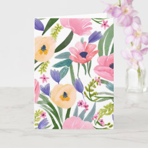 Carte Fleurs de printemps   Aquarelle florale pastel