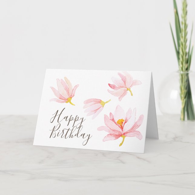 Carte Fleurs de printemps aquarelle. Joyeux anniversaire (Devant)