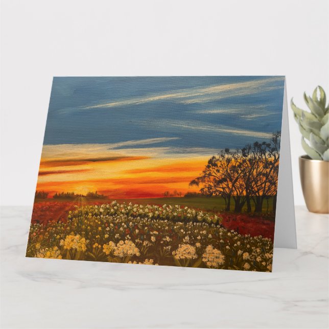 Carte Fleurs de printemps au coucher du soleil, par Gary (Petite plante)