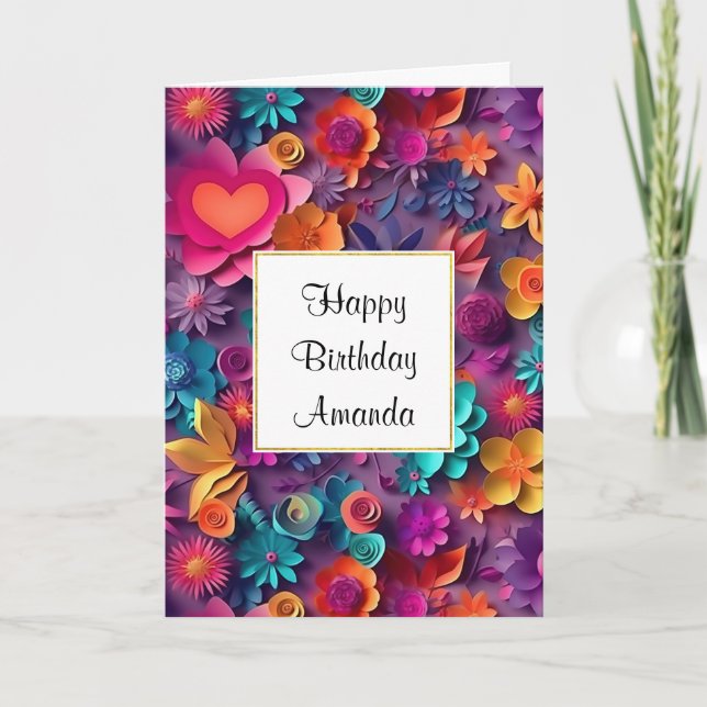 Carte Fleurs de printemps colorées Motif Anniversaire (Devant)