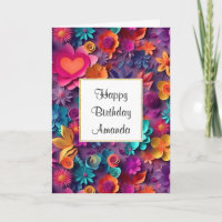 Fleurs de printemps colorées Motif Anniversaire