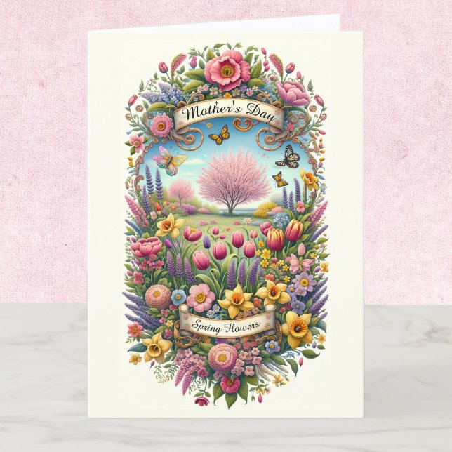 Carte Fleurs de printemps Fête des mères personnalisée (Créateur téléchargé)