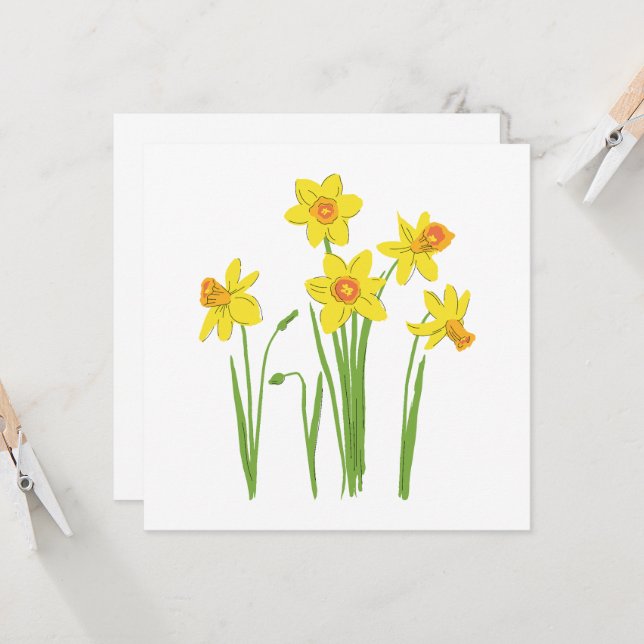 Carte Fleurs de printemps, narcisse. (Devant/Arrière en situation)