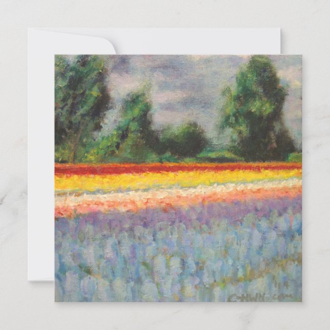 Carte Fleurs de printemps paysage Triptyque Peinture 1 d (Devant)