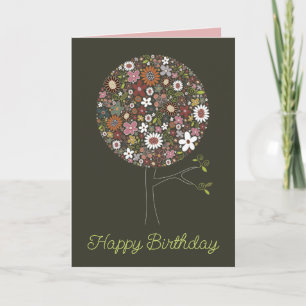 Carte Fleurs de printemps Whimsical Pop Tree Chic Annive