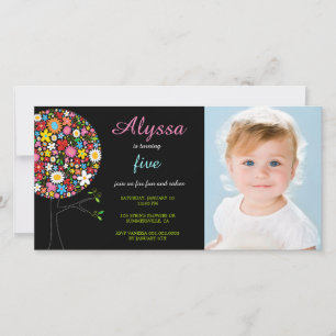 Carte Fleurs de Printemps Whimsical Pop Tree Photo Girl'