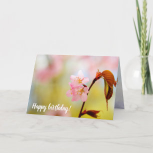 Carte Fleurs De Sakura Rose Et Feuilles Rouges Au Printe