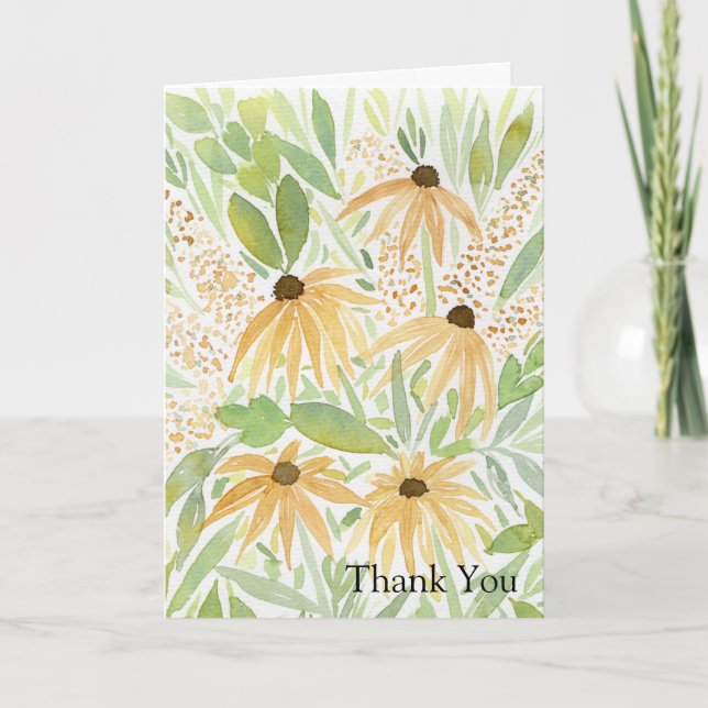 Carte Fleurs de soleil aquarelle, Art botanique (Devant)