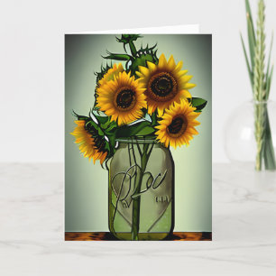Carte Fleurs de soleil dans Vases Art Anniversaire